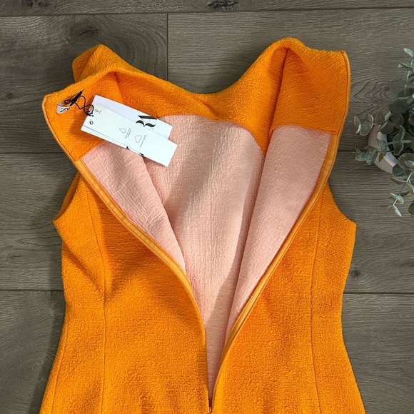 NWT ZARA Elegant Textured Orange Sleeveless Dress Size Medium - Picture 9 of 10